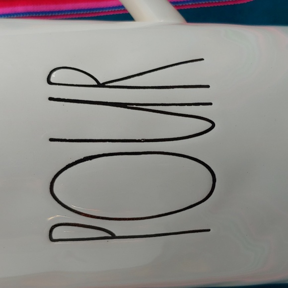 Rae Dunn Ceramic "Pour" Serving Pitcher White holds One Quart - Picture 3 of 15